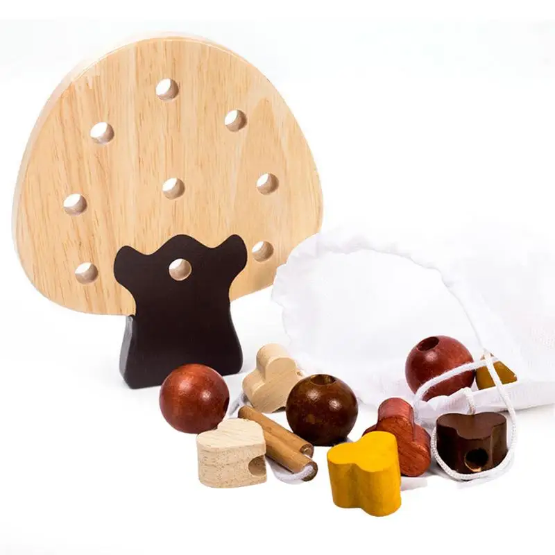 

Wooden Toys Montessori Baby Toys DIY Forest Threading Beads String Lacing Puzzle Educational Crafts Toys For Children Kids