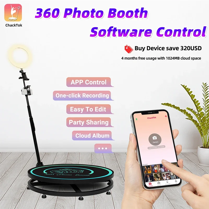 360 Photo Booth Automatic 360 Spin Camera Booth Machine Photography Lights Software For Parties