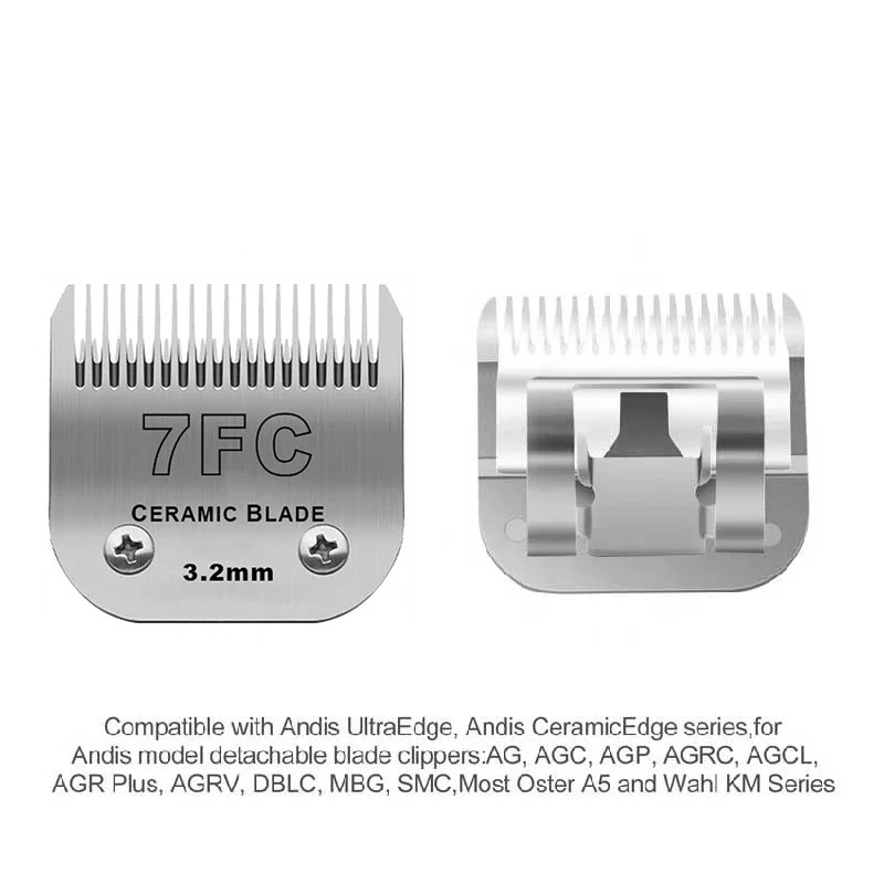#7FC Ceramic Detachable Pet Clipper Replacement Blade 3.2mm for Most Andis Most Oster A5 Wahl KM Series Dog Clippers