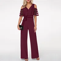 Wholesale women's wide leg pants loose design comfortable and casual available in 4 colors including belt - Image 4