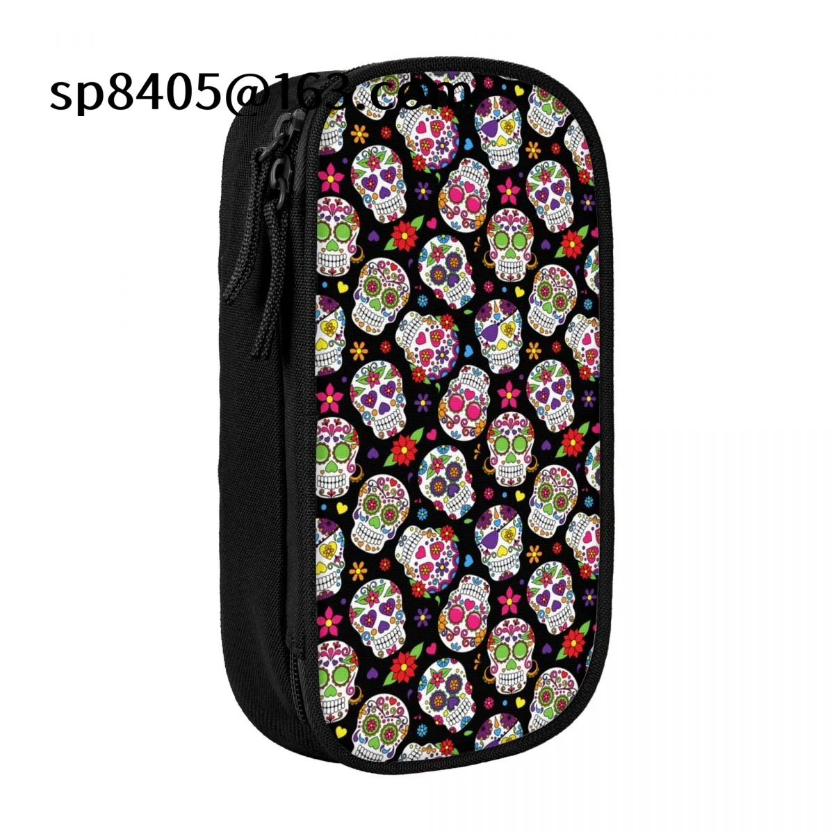 

Sugar Skull Pencil Case Pouch Large Big Capacity Aesthetic Pen Bag School Supplies for Men Women Boys Girls