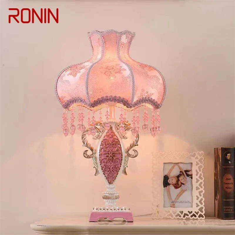 RONIN European Table Lamp Luxurious Living Room Bedroom Girl's room Study Villa LED Creativity Bedside Desk Light