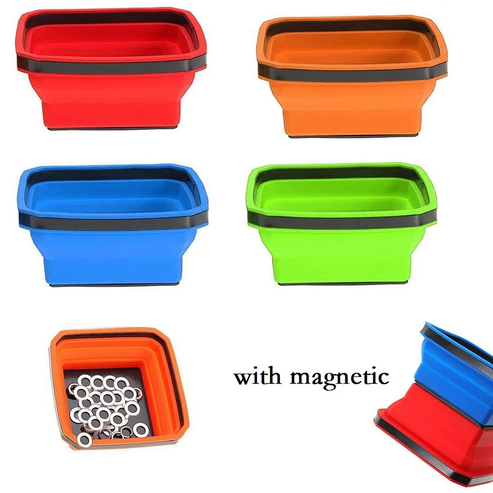 4,5 Zoll faltbare magnetische Schraube Tablett Silikon Schüssel Werkzeug Teil Aufbewahrungsbox Organizer für Klempner Tischler – Detail 1