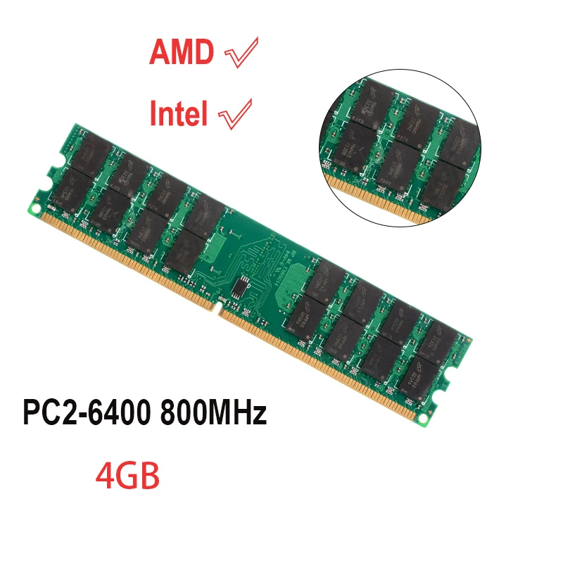 

DDR2 Desktop Memory DIMM Ram 1.8V PC2-6400 800MHz 2G 4G Fully Compatible AMD Intel Motherboard or Cpu