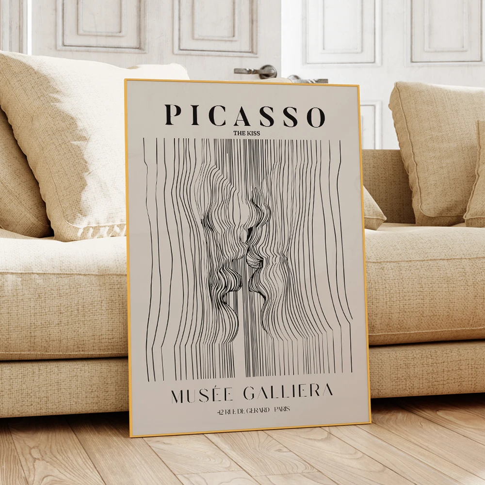 Modern Abstract Line Minimalism Niche Picasso Kiss Wall Art Prints Canvas Painting Poster Pictures Living Room Dining Room