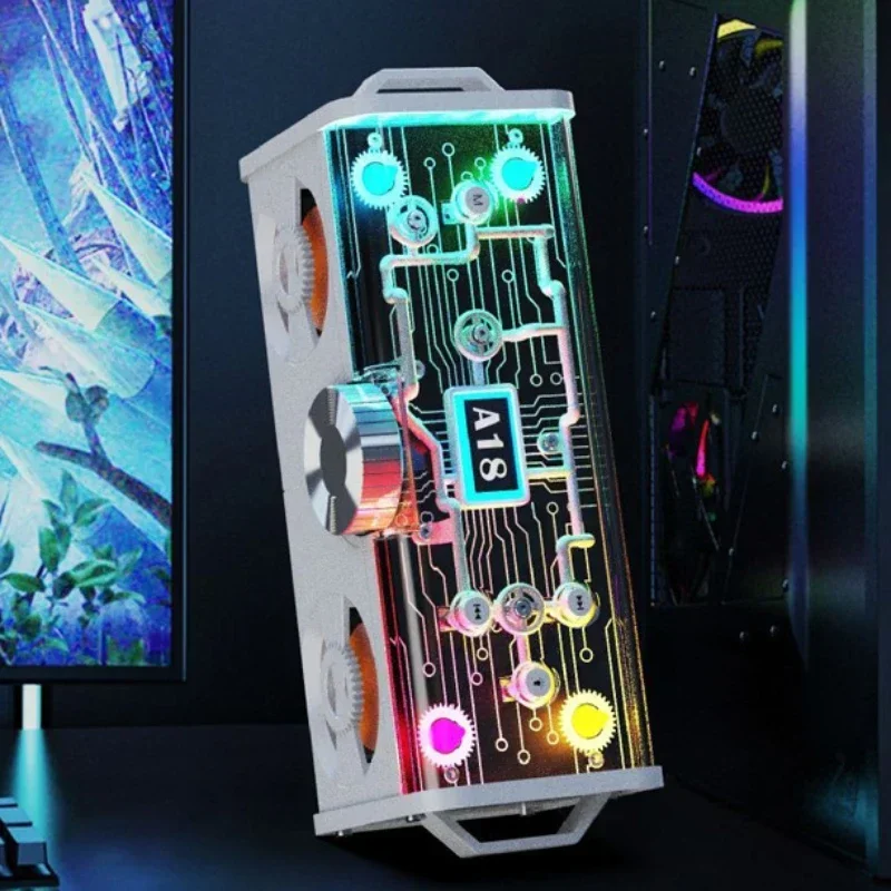 Transparent Bluetooth Speaker Adjustable Breathing Light LED TF Card Audio Mechanical Subwoofer Multi-function Sound Bar Boombox