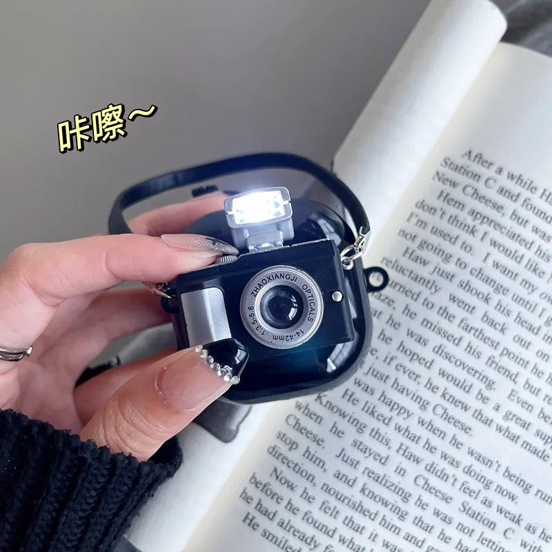 3D Camera Luminous Earphone Case with Strap for Samsung Galaxy
