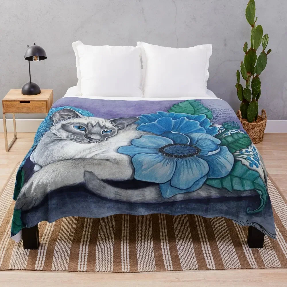 

Blue Point Siamese Cat Throw Blanket Bed covers Summer Blankets