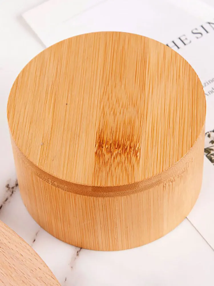 Description Picture 5 of itemBamboo Salt Cellar with Magnetic Swivel Lid Bamboo Storage Box Salt Box Round Salt Container for Storing Salt Pepper Sugar Herbs