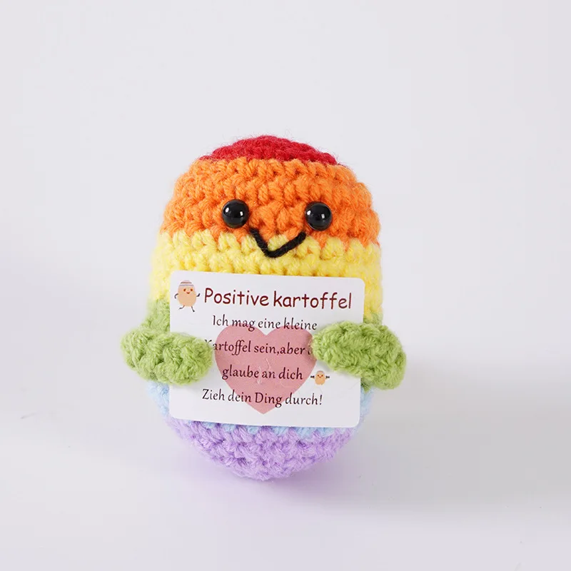 New Handmade Knitted Positive Energy Glasses Potatoes With Card Home Room Decoration Funny Woo lCrochet Potato Ornament Gifts