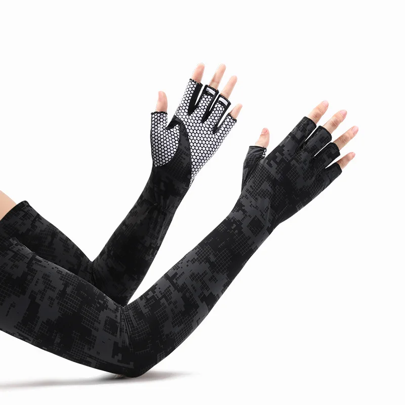 حماية من الشمس الرجال الأكمام ركوب الدراجات المشي لمسافات طويلة المضادة للانزلاق قفازات الربيع الصيف الأكمام مرونة القيادة دراجة نارية الجليد الحرير غطاء للذراع