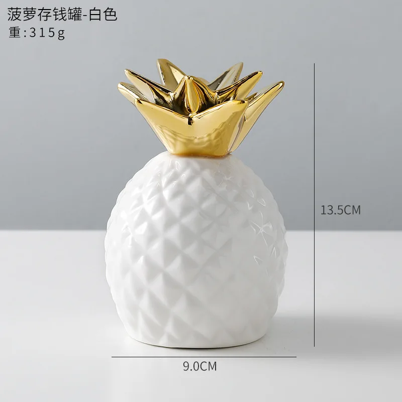 Nordic Ins Pineapple Piggy Bank Fruit Ceramic Piggy Bank Crafts Ornaments Home Furnishings Photo Props Personality Creative Gift 3
