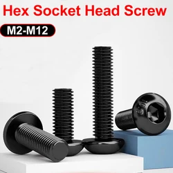 Round Button Head Allen Cap Screw Bolt - Black Grade 10.9 Carbon Steel Hexagon Screw (Single to Bulk Pack) - M12 (1pcs)