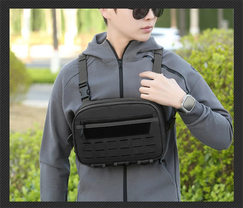 Description Picture 4 of itemTactical Fishing Vest Chest Bag Tackle Waist Bag Large Multi-pockets Rig Pouch Outdoor Sports Camping Hiking Hunting Fanny Pack