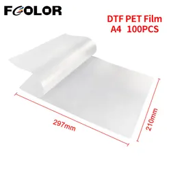 Fcolor 50/100 Sheets A4 DTF PET Film For DTF Printer Direct to T-shirt  Heat Transfer Film For L1800 1390 XP600 A3 DTF Printer