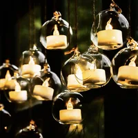 6/12 Pcs Hanging Tealight Candle Hoder Glass Globes Wedding Party Tree Decoration, Globe Ornament for Air Plant 3