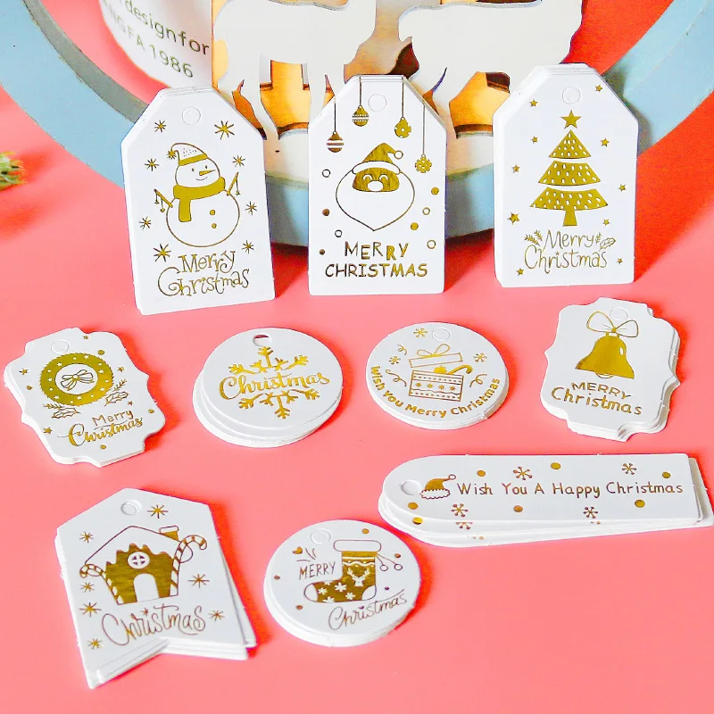 Coffret de décoration,Étiquettes de joyeux noël en papier imprimées,50 ...