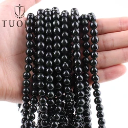 Natural Shungite Gemstone Beads - Round Loose Black Healing Energy Beads - 8 - 8.5mm(43 - 45pcs) (24Green sand stone)