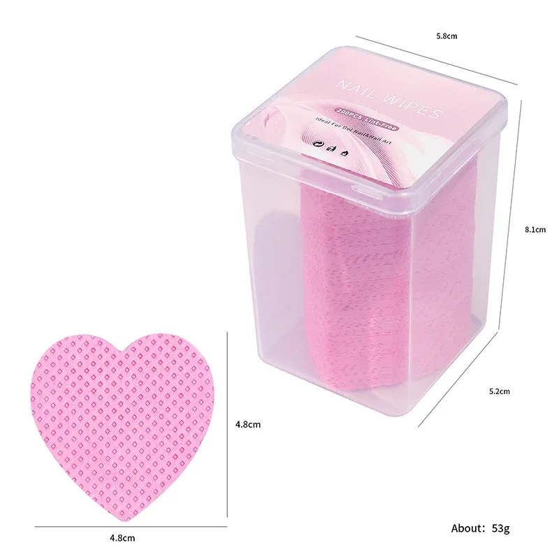 200Pcs Lint-Free Nail Polish Remover Cotton Wipes Heart Shaped UV Gel Tips Remover Cleaner Paper Nails Polish Art Cleaning Tools