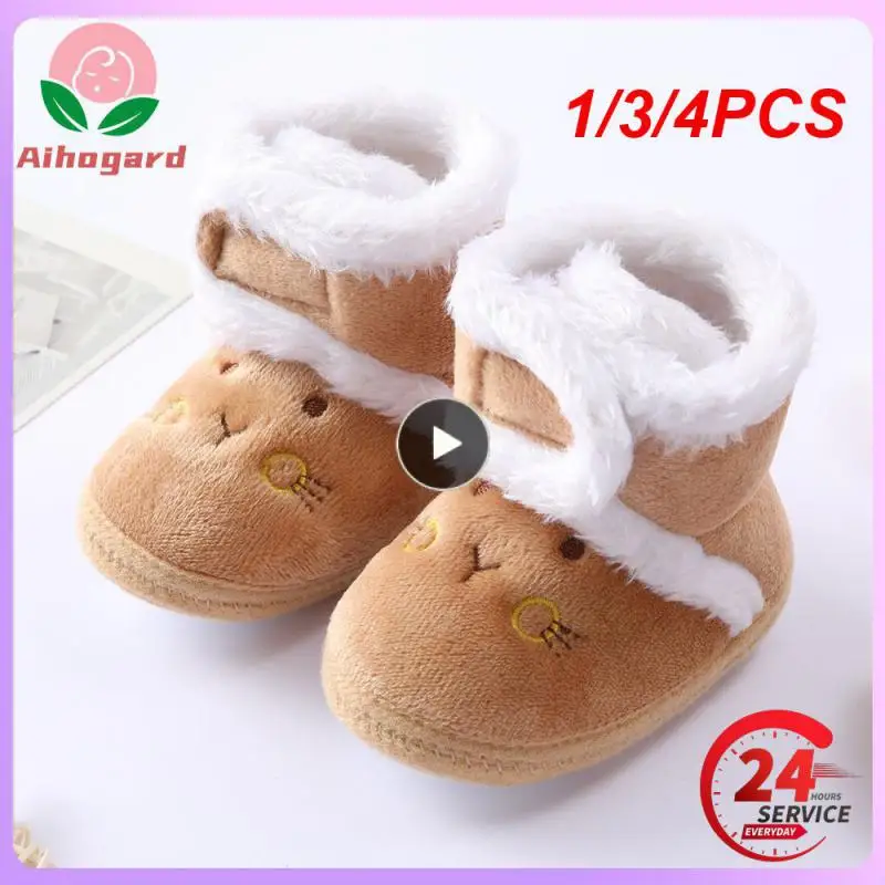 

1/3/4PCS Baywell Autumn Winter Warm Newborn Boots 1 Year baby Boys Shoes Toddler Soft Sole Fur Snow Boots 0-18M