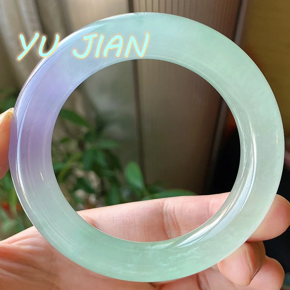 

Hot Sale Product Natural Jadeite Bangle Exquisite Gradient Color High Ice Blue Purple Jade Bracelet Handring Fine Jewelry