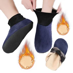 Man Thermal Socks Add Velvet Anti Slip Pads Carpet Warm Shoes Winter Christmas Gifts Fleece Prevent Frostbite Thigh High Socks
