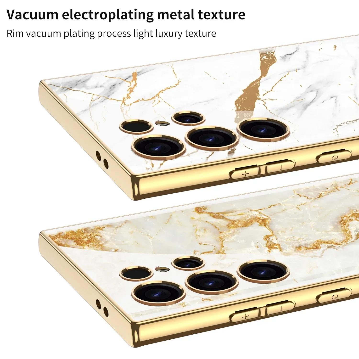 Luxury Plating Pattern Glass Case - Premium Camera Protective Hard Back Cover