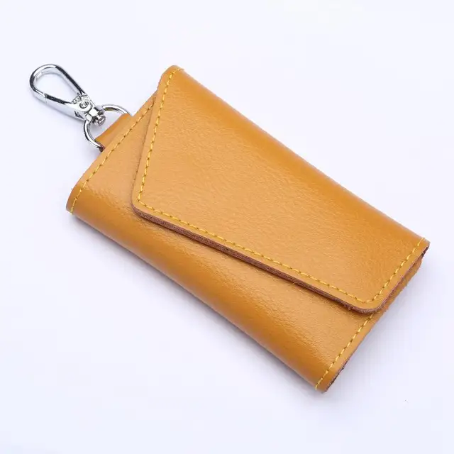 Genuine Leather Keychain Men Women Key Holder Organizer Pouch Cow Split Car Key Wallet Housekeeper Key Case Mini Card Bag A-001 wen huang se