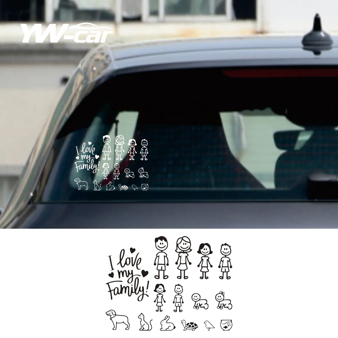 

Car Sticker Interesting Family Automobiles Motorcycles Window Waterproof Sun Protection Decal PVC Decorative Goods,20cm/25cm/30