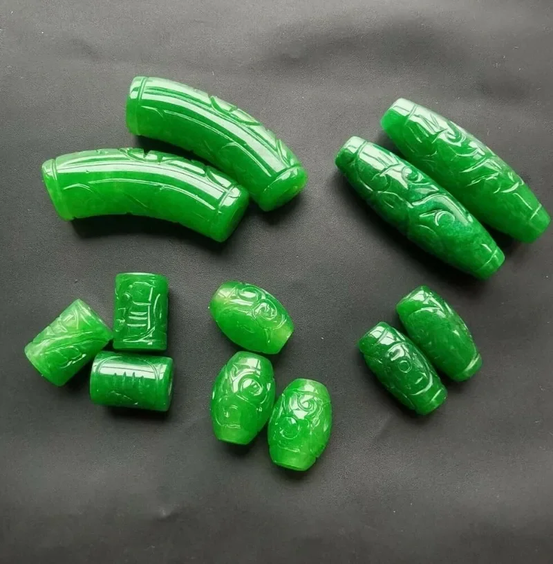 1pc Natural A Green Jade Money Beads braccialetto fai da te orecchino Charm giadee gioielli accessori moda amuleto regali per donna uomo  36