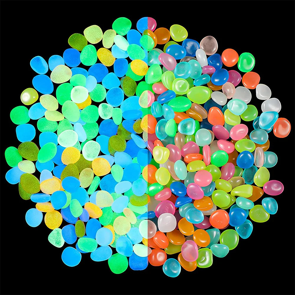 Glow in the Dark Rocks, Glowing Stones, Decor Pebble Stones for Garden, Walkway, Potted Plant, Flower Bed, 100 Pieces