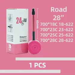 Ridenow Ultra-Light Aluminum Valve Road Bike Inner Tube - TPU Tire, 700C - Presta Valve (700CC65MM)