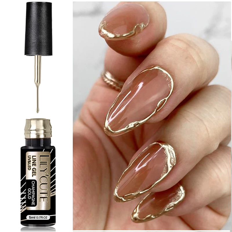 LILYCUTE-esmalte de uñas en Gel, barniz para manicura en Gel cromado, efecto espejo superbrillante, línea de dibujo, francés, 5ml