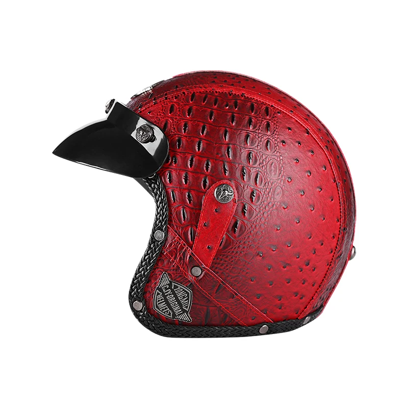 

DOT Vintage Leather Motorcycle Helmet Retro Open Face Chopper Casco Moto Vespa Motorbike Casque Capacete De Moto Masculino ECE