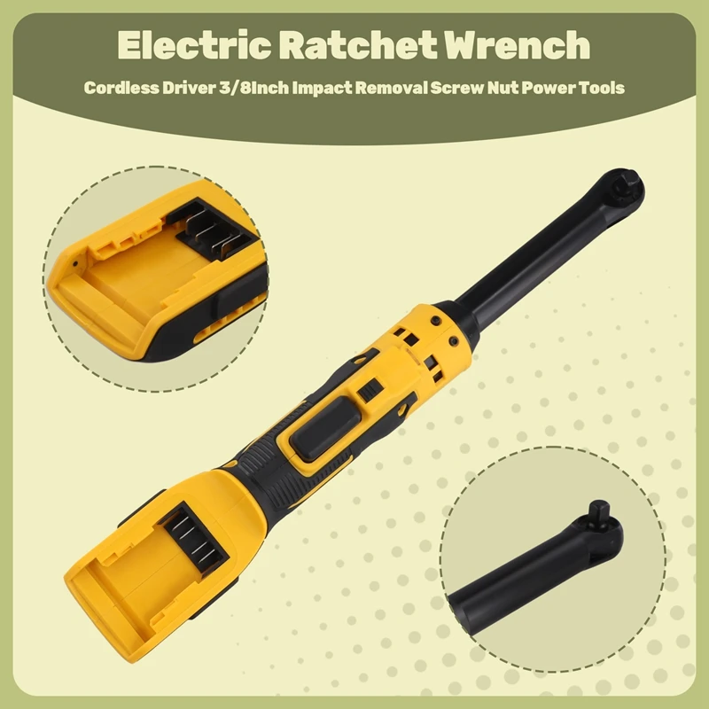 Extended Electric Ratchet Wrench Cordless Driver 3/8Inch Impact Removal Screw Nut Power Tools For Dewalt 18V 20V Battery 4