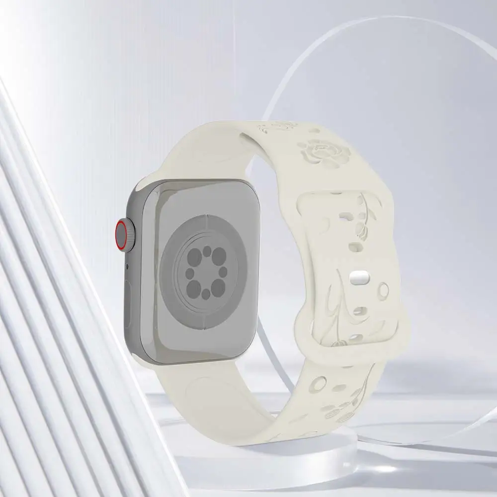 Floral Engraved Silicone Watch Band Bracelet