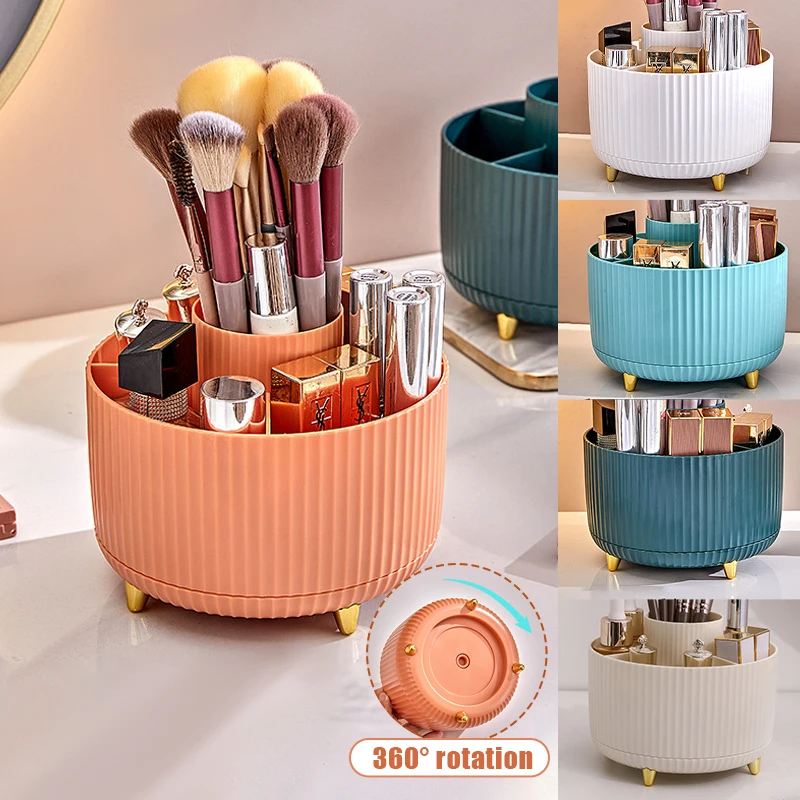 

Makeup Organizer 360 Rotating Lipstick Eyeliner Holder Rotary Desktop Organizer Large Capacity Portable Makeup Brush Container