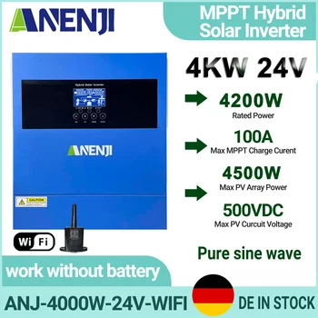 4KW MPPT Hybrid Solar Inverter Off Grid Inverter Pure Sine Wave Inversor 12V/24V MPPT 100A/60A Solar Charge Controller with WiFi