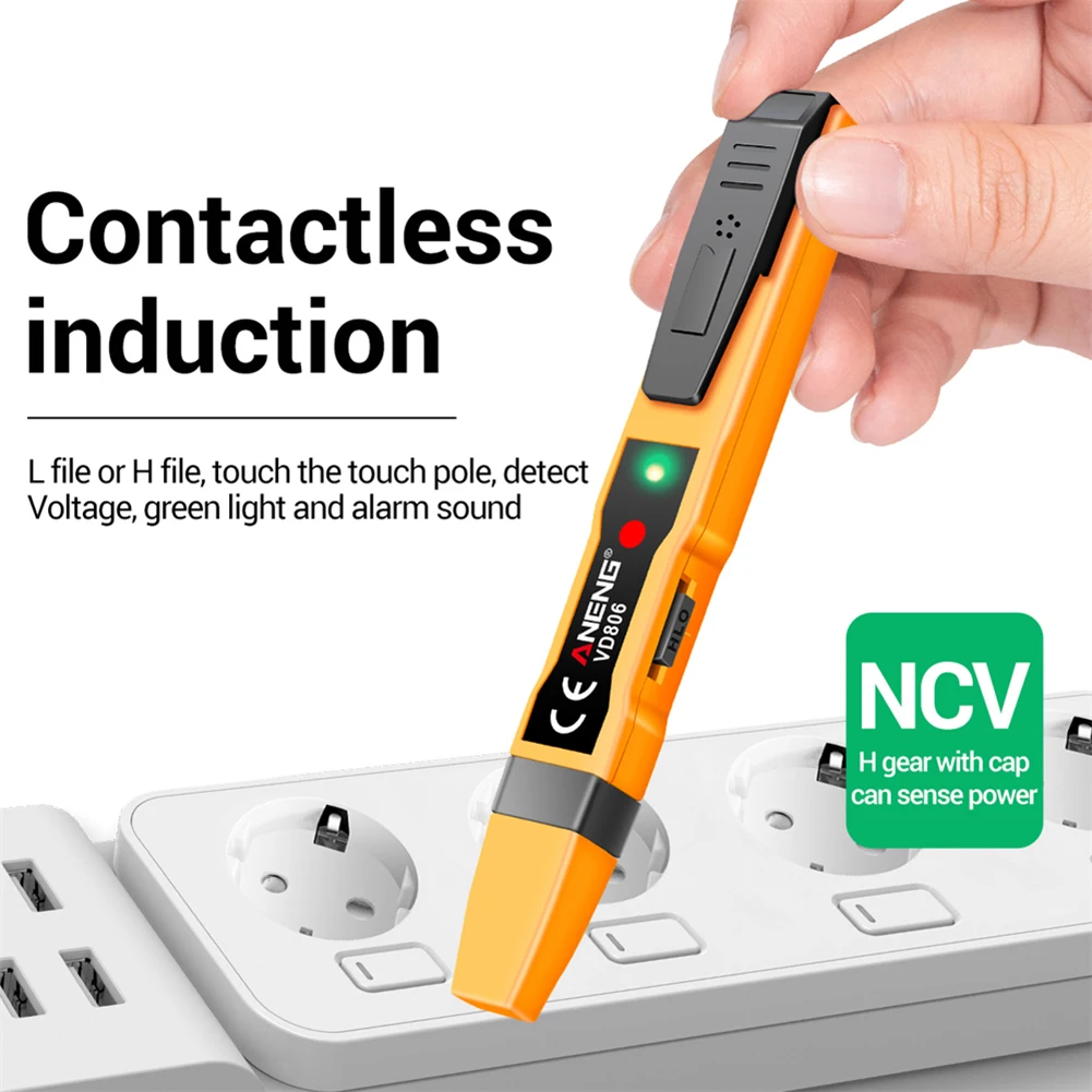 

1pc Measuring Pencil AG13 Battery Power Electric Voltage Tester For Testing H/L/O Gear Button Function Yellow+Grey