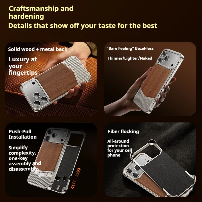 Eary Solid Wooden Phone Case for iPhone 17 Pro Max With Magsafe Magnetic Frameless Bumper Shockproof Drop Protection Cover Shell