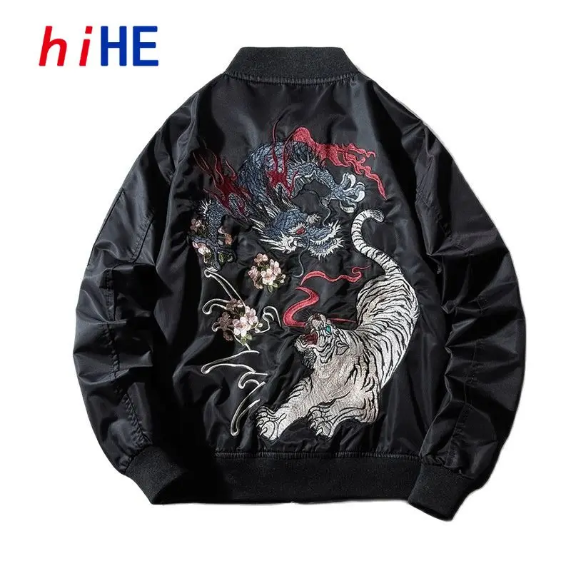 Hommes femmes Bomber veste Dragon tigre brodé Sukajan rembourré manteau de Baseball japon mâle Windrunner 2024 MA1 print