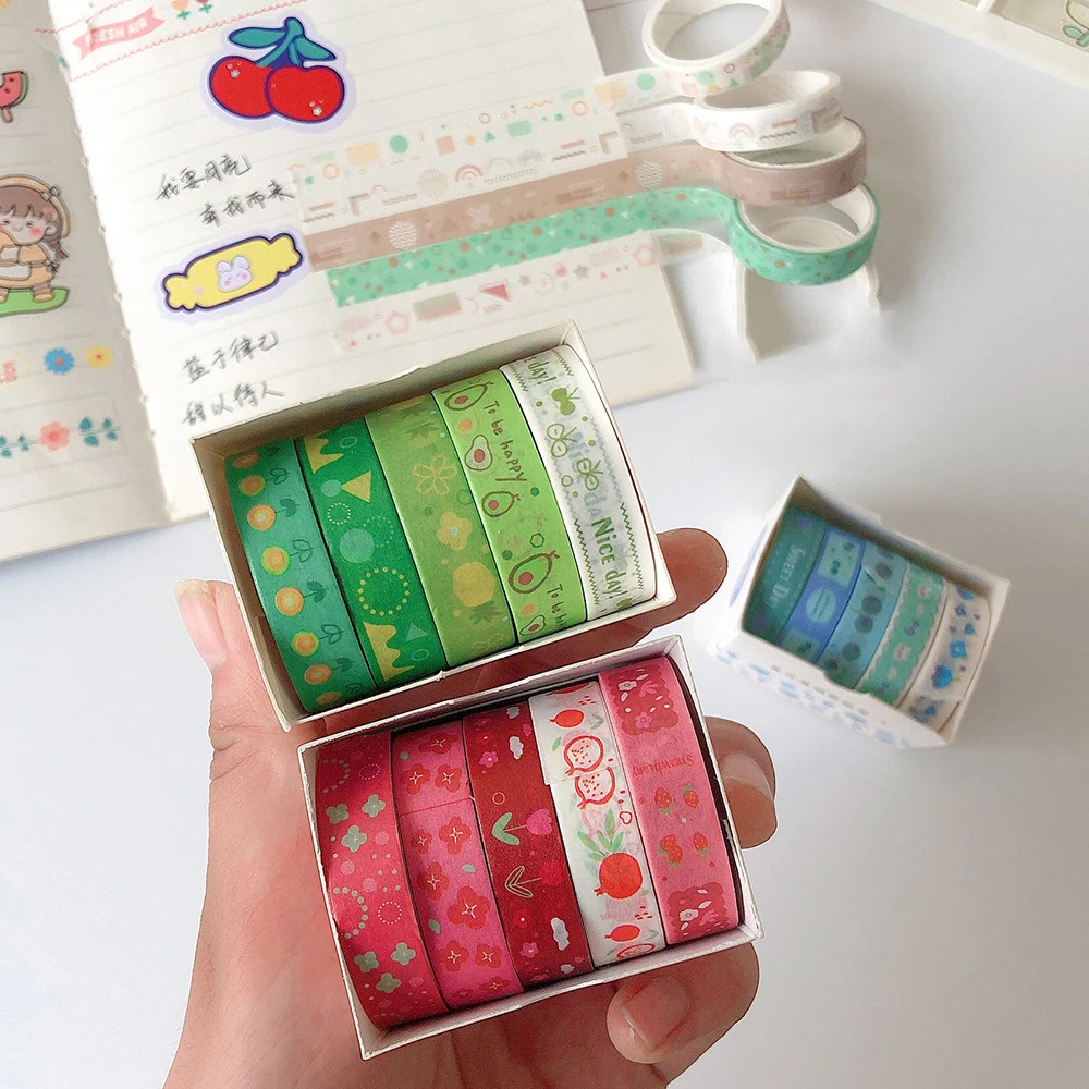 5 개/대 Kawaii Washi 테이프 귀여운 마스킹 테이프 DIY Scrapbooking 저널 플래너 장식 한국어 편지지 사무용품