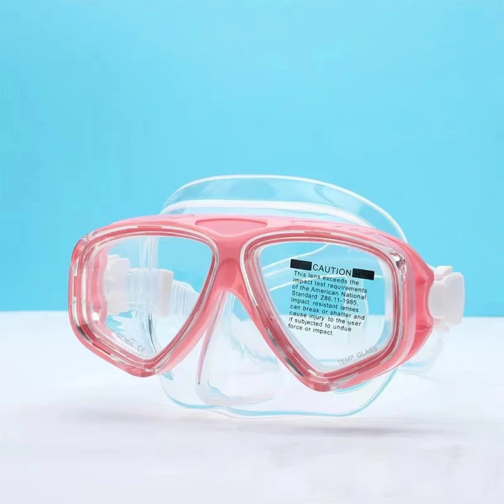 Snorkel Mask Swimming Goggles Scuba Diving Silicone Skirt Tempered Glass Len Wide View Training With Nose Cover Adjustable Strap