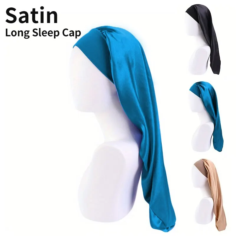 Night Hair Cap Long Satin Bonnet for Women