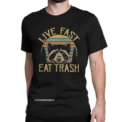 Live Fast Eat Trash Trash Panda Oversized T Shirt For Men Cotton Funny T-Shirts Harajuku Tees Graphic Alternative Clothing Print