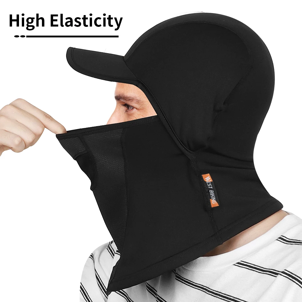 WEST BIKING Winter Sport Cycling Cap Bike Full Face Cover Neck Warmer Men Women Scarf Ski Bicycle Motocycle Fleece Hat With Brim