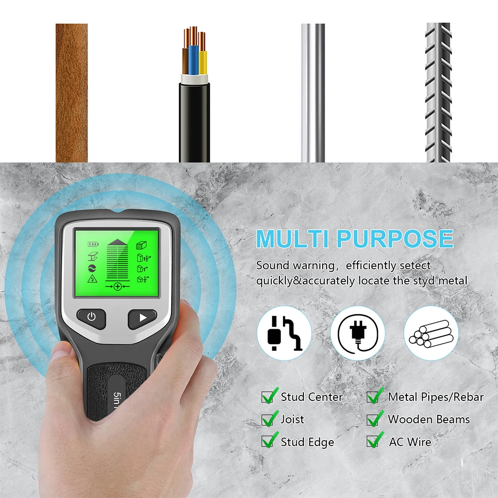 5 In 1 Professional Electronic Wall Detector Handheld Metal Detector Electric Wall Finder Scanner for Wire Detect Metal Seekers 3
