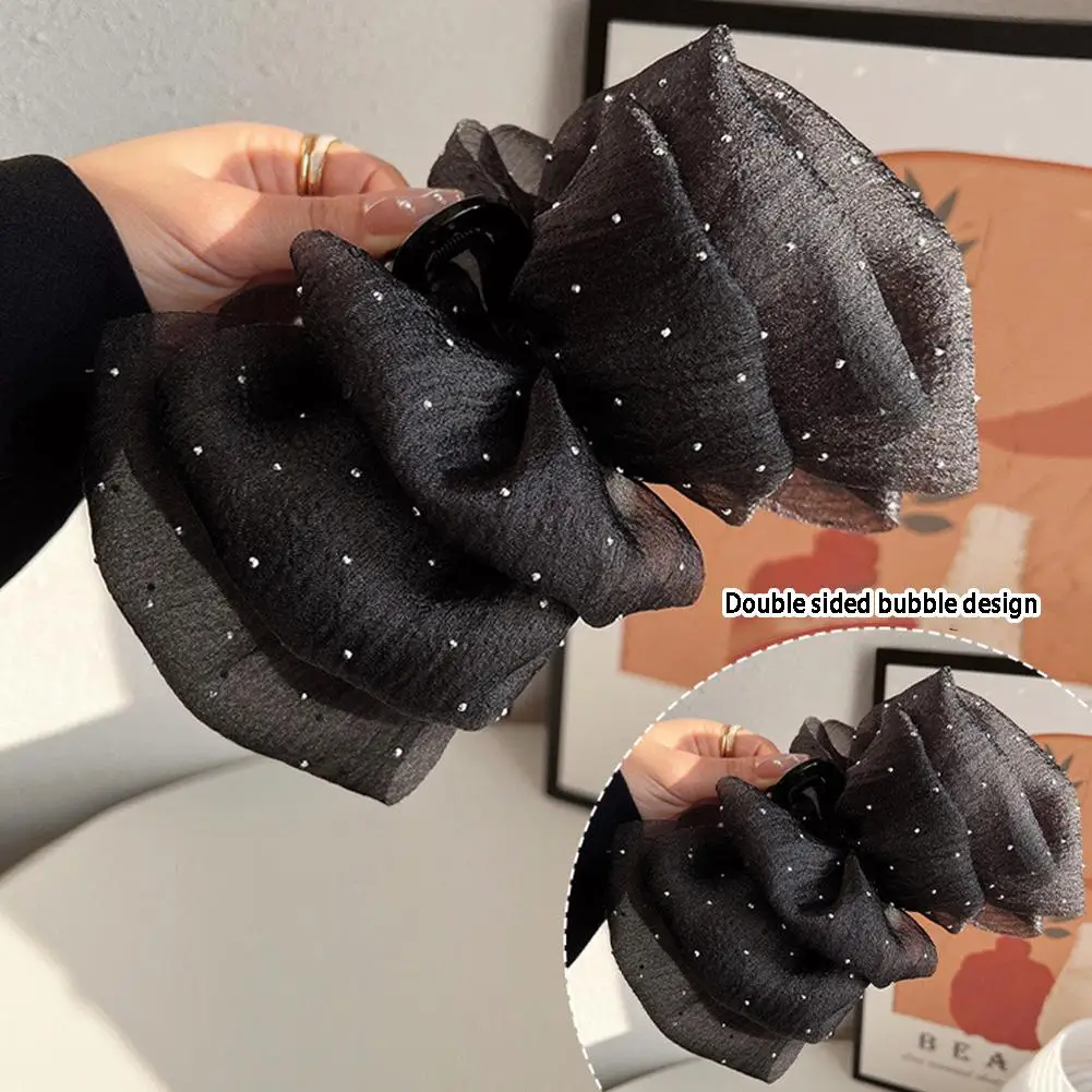 Cloud Bubble Grab Clip Mesh Bow Meteor Shower Hairpin On Back Female Head The New Clip Hair Accessories Shark Princess Of K3E0