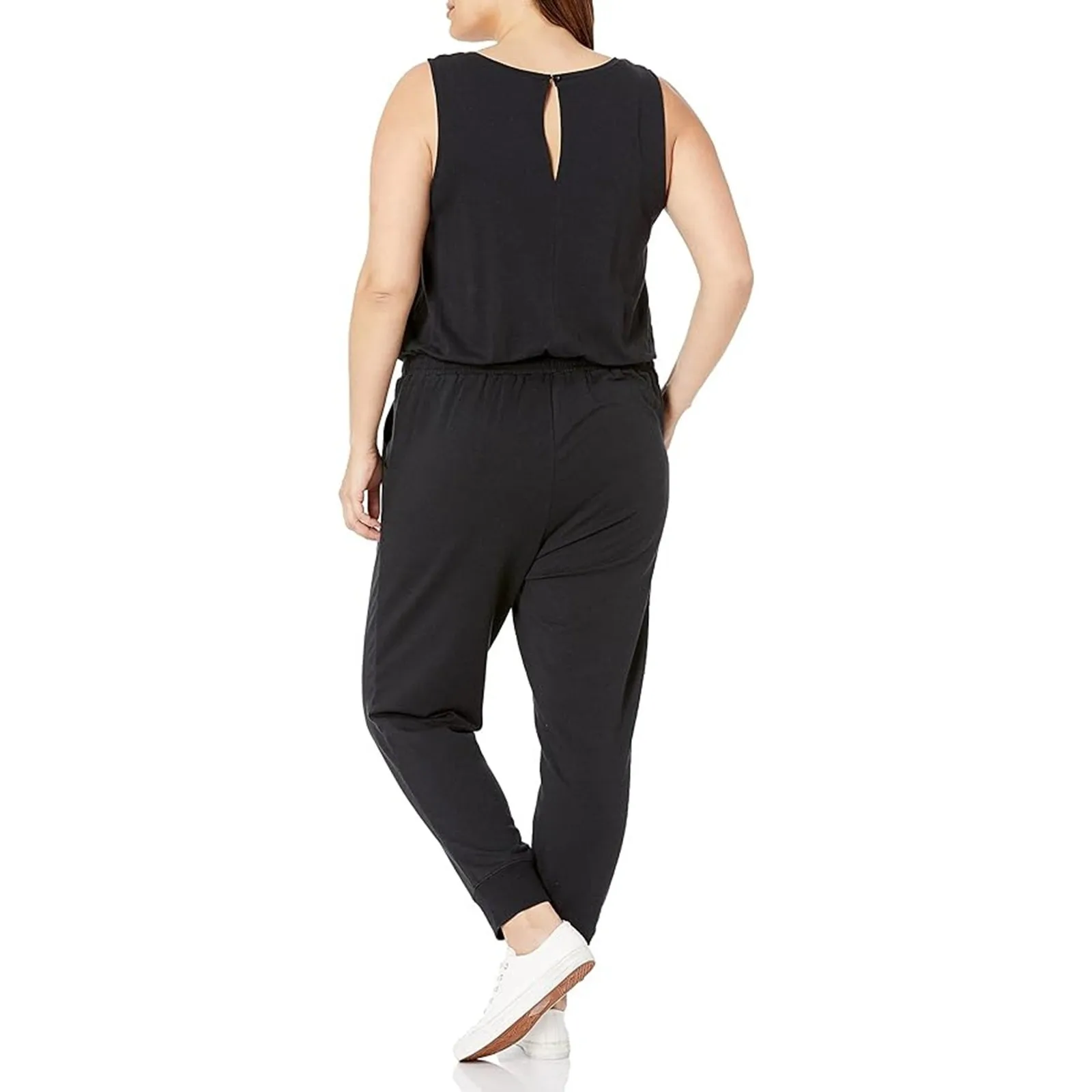 Tank Jumpsuits Summer New Daily Casual Jumpsuits Solid Color All-Match Drawstring Waist Leisure Sports Skinny Jumpsuits