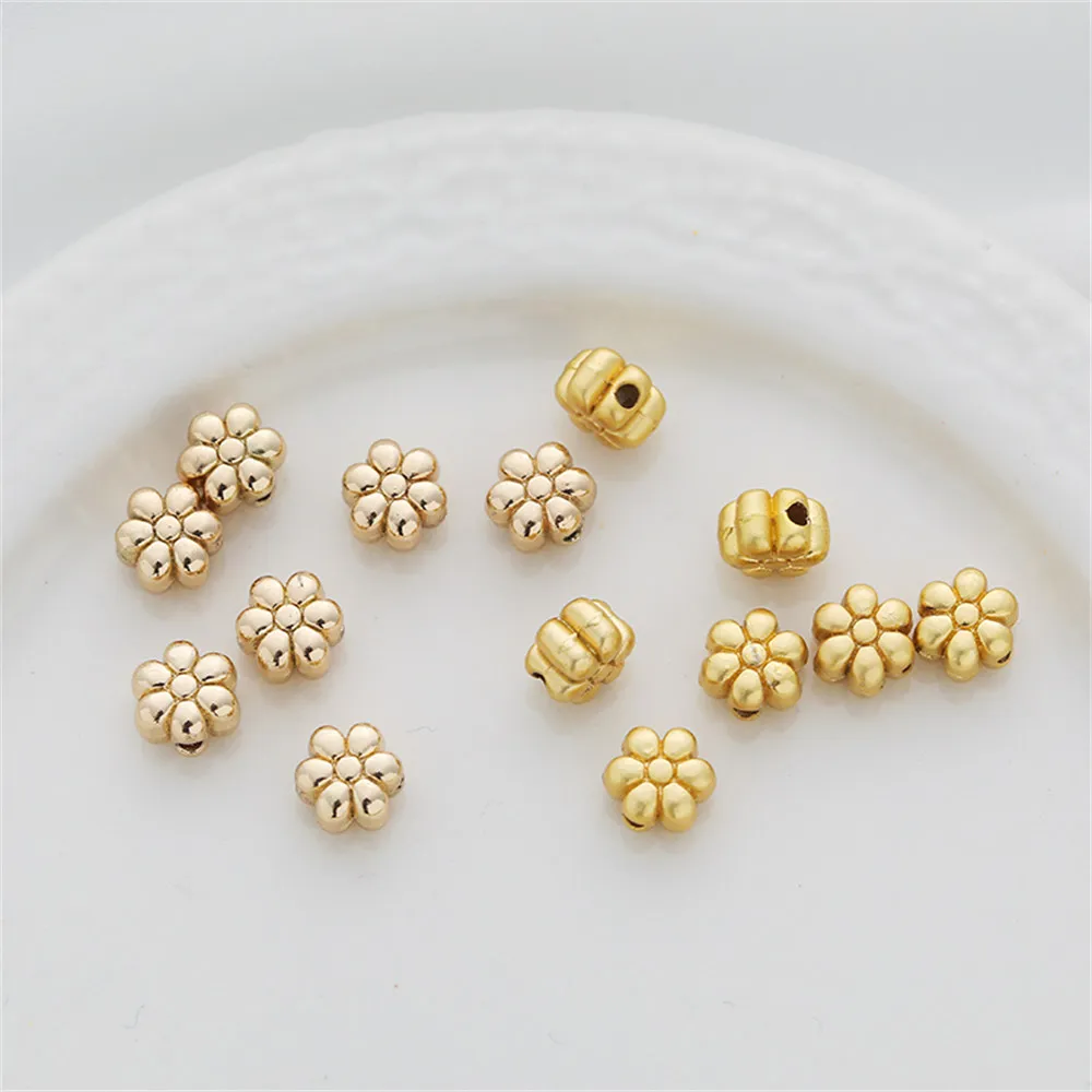 

6mm Double-sided Six Leaf Flower 14K Gold Plated Spacer Beads for DIY Jewelry Making Components Bracelets Accessories